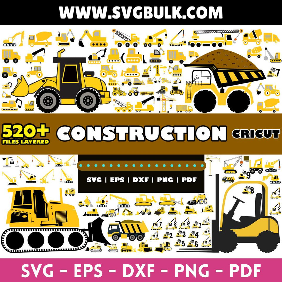 construction svg bundle construction trucks svg png bundle layered cut files cricut excavator svg bundle excavator png bundle