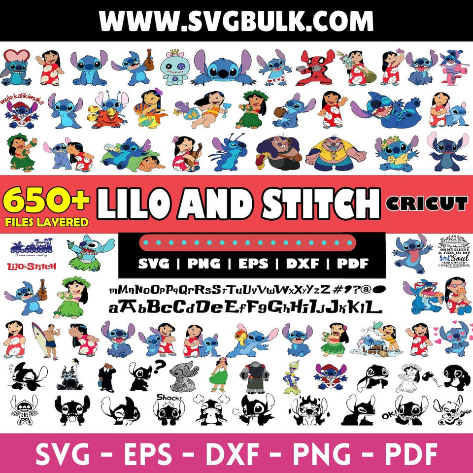 Stitch SVG Files for Cricut, Stitch Svg Bundle, Printable Sticker, Cut File, Stitch Layered, Instant Download