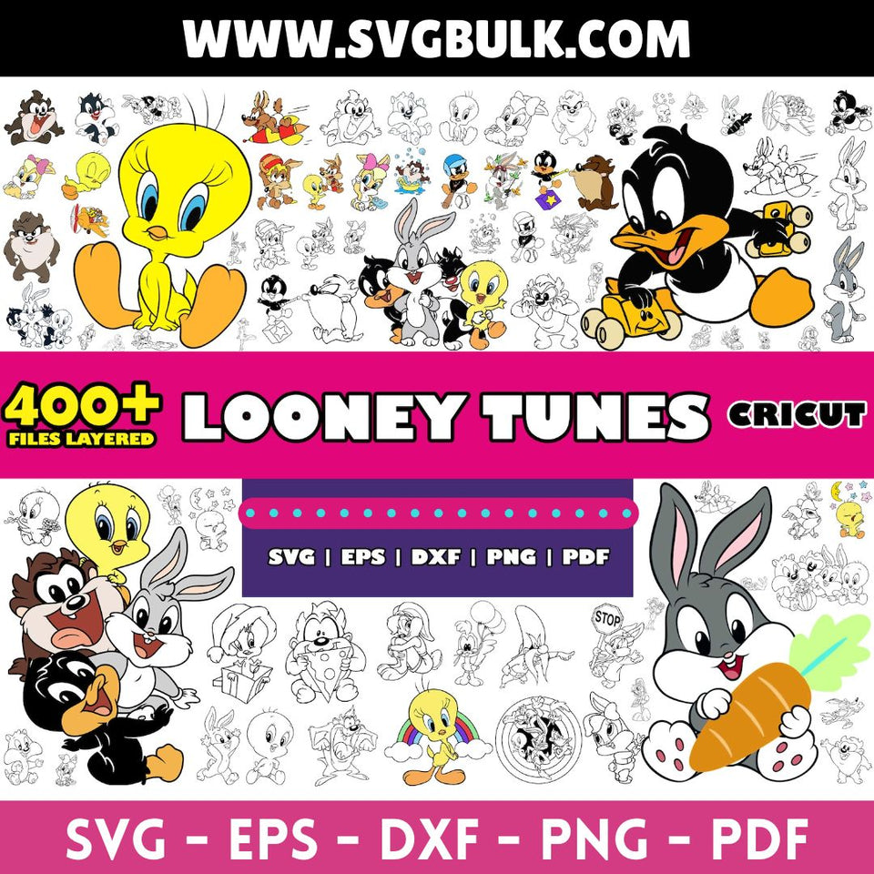 Looney Tunes SVG Bundle, Looney Tunes Birthday SVG, Looney Tunes Png Cut Files, Looney Tunes Clipart for Cricut, Looney Tunes PNG