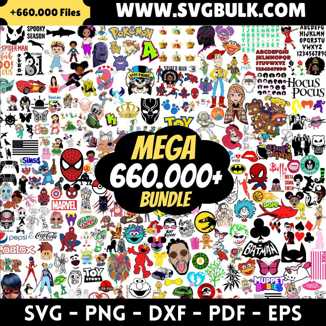 660.000 Unique Files, MEGA BUNDLE, Svg, png, dxf, eps