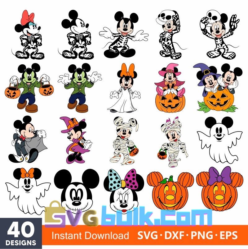 Layered Halloween Mickey Mouse Svg Bundle, Instant Download, Bundle For Cricut, Silhouette Vector SVG PNG DXF Cut File - Svgbulk