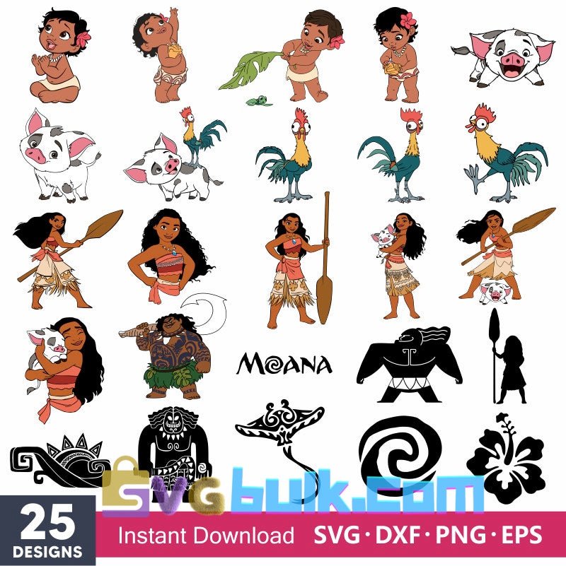 Layered Moana Svg Bundle, Instant Download, Bundle For Cricut, Silhouette Vector SVG PNG DXF Cut File - Svgbulk